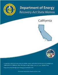 Department of Energy Recovery Act State Memos