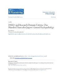 DSM-5 and Research Domain Criteria