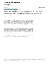 Molecular Phyloecology Suggests a Trophic Shift Concurrent with the Evolution of the First Birds