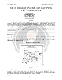 Pattern of Rainfall Distribution in Bihar During S.W. Monsoon Season