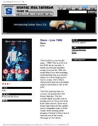 Static Multimedia - Devo - Live 1980