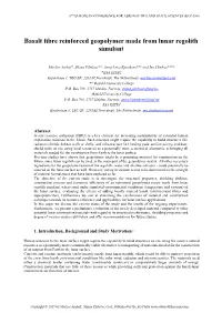 Basalt Fibre Reinforced Geopolymer Made from Lunar Regolith Simulant