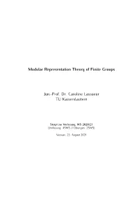 Modular Representation Theory of Finite Groups Jun.-Prof. Dr