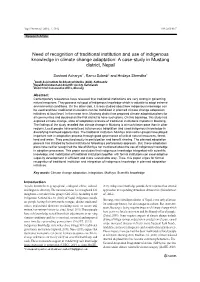 Need of Recognition of Traditional Institution and Use of Indigenous Knowledge in Climate Change Adaptation: a Case-Study in Mustang District, Nepal