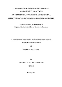 The Influence of Introduced Forest Management Practices On