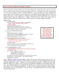 Acids and Bases Experiments (Organic Classes)