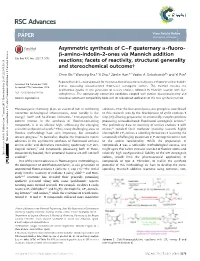 Asymmetric Synthesis of C–F Quaternary Α-Fluoro-Β-Amino-Indolin