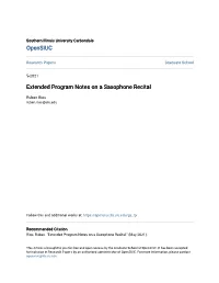 Extended Program Notes on a Saxophone Recital