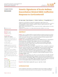 Genetic Signatures of Acute Asthma Exacerbation Related with Ineffective Response to Corticosteroid