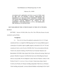 50-804 Amending Section 4.04.045 Pertaining to Areas Exempted for Alcohol Consumption