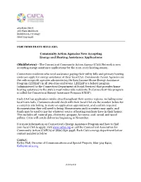 FOR IMMEDIATE RELEASE: Community Action Agencies Now Accepting Energy and Heating Assistance Applications (Middletown) –