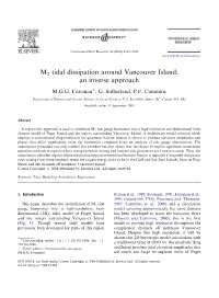 M2 Tidal Dissipation Around Vancouver Island: an Inverse Approach