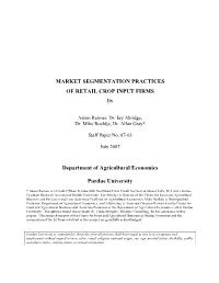 MARKET SEGMENTATION PRACTICES of RETAIL CROP INPUT FIRMS By