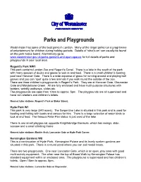 Parks and Playgrounds