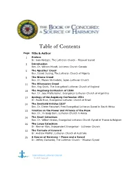 Table of Contents