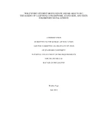 The Making of California's Framework, Standards, and Tests for History