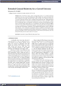 Extended General Relativity for a Curved Universe