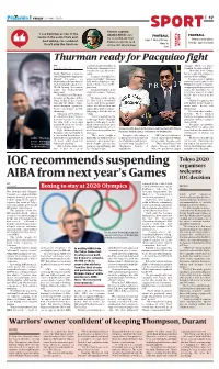 IOC Recommends Suspending AIBA from Next Year's Games