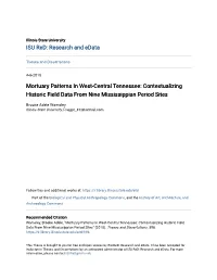 Mortuary Patterns in West-Central Tennessee: Contextualizing Historic Field Data from Nine Mississippian Period Sites