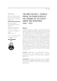Oswald Pirow, Sir Oswald Mosley, the 'Enemies of the Soviet Union'