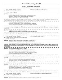 Sessions for Friday, May 08 1