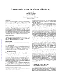 A Recommender System for Informal Bibliotherapy