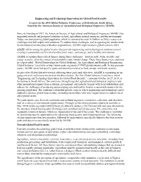 Engineering and Technology Innovation for Global Food Security