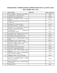 Fixed Dose Combinations Approved by Dcg (I) Since 1961 Till February, 2013