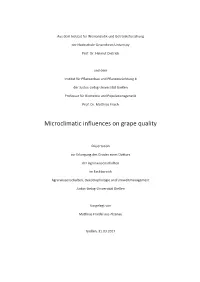 Microclimatic Influences on Grape Quality