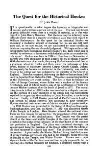 The Quest for the Historical Hooker by JOHN Booty T Is Questionable to What Degree the Historian Or Biographer Can I Recover and Represent a Person out of the Past
