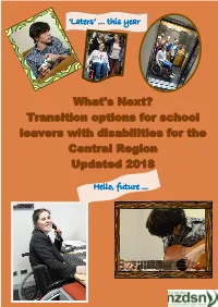 What's Next? Transition Options for School Leavers with Disabilities for the Central Region Updated 2018
