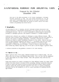 A UNIVERSAL FORMAT for ARCHIVAL TAPE I, Proposal by Jim Wheeler December 1996