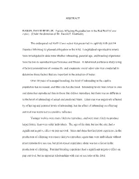 ABSTRACT RABON, DAVID REID, JR. Factors Affecting Reproduction