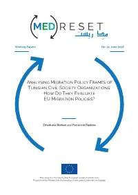 Analysing Migration Policy Frames of Tunisian Civil Society Organizations: How Do They Evaluate EU Migration Policies?