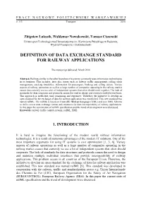 Definition of Data Exchange Standard for Railway Applications