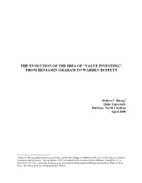 From Benjamin Graham to Warren Buffett