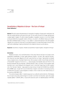 Securitization of Migration in Europe – the Case of Portugal Robert Nalbandov1