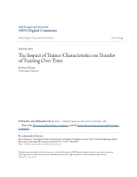 The Impact of Trainee Characteristics on Transfer of Training Over Time