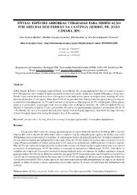 Tree Species Used for Nidification By