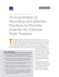 An Examination of Recruiting and Selection Practices to Promote Diversity for Colorado State Troopers