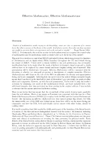Effective Mathematics, Effective Mathematicians