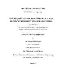 Progressive Collapse Analysis of Rc Building Frames with Different Seismic Design Levels