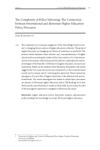 The Connection Between International and Slovenian Higher Education Policy Discourse