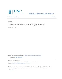 The Place of Formalism in Legal Theory, 70 N.C
