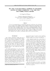 The Value of Macroinvertebrate Assemblages for Determining Priorities in Wetland Rehabilitation: a Case Study from Lake Toolibin, Western Australia