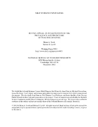 An Investigation of the Prevalence and Predictors of Teacher Cheating