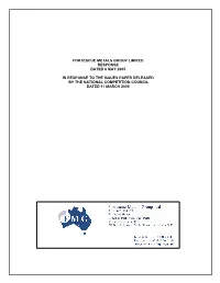 Application for Declaration of the Mt Newman Railway, FMG Response To