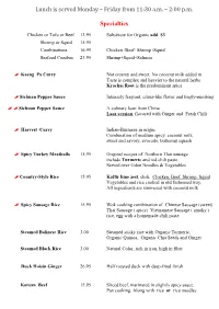 Lunch Is Served Monday – Friday from 11:30 A.M