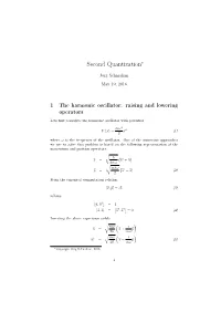 Second Quantization∗
