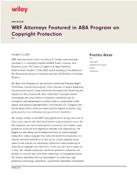 WRF Attorneys Featured in ABA Program on Copyright Protection −